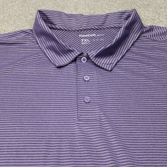Reebok Golf Polo Shirt Mens 6XL Purple Striped Speedwick Short Sleeve Pullover - Picture 5 of 16